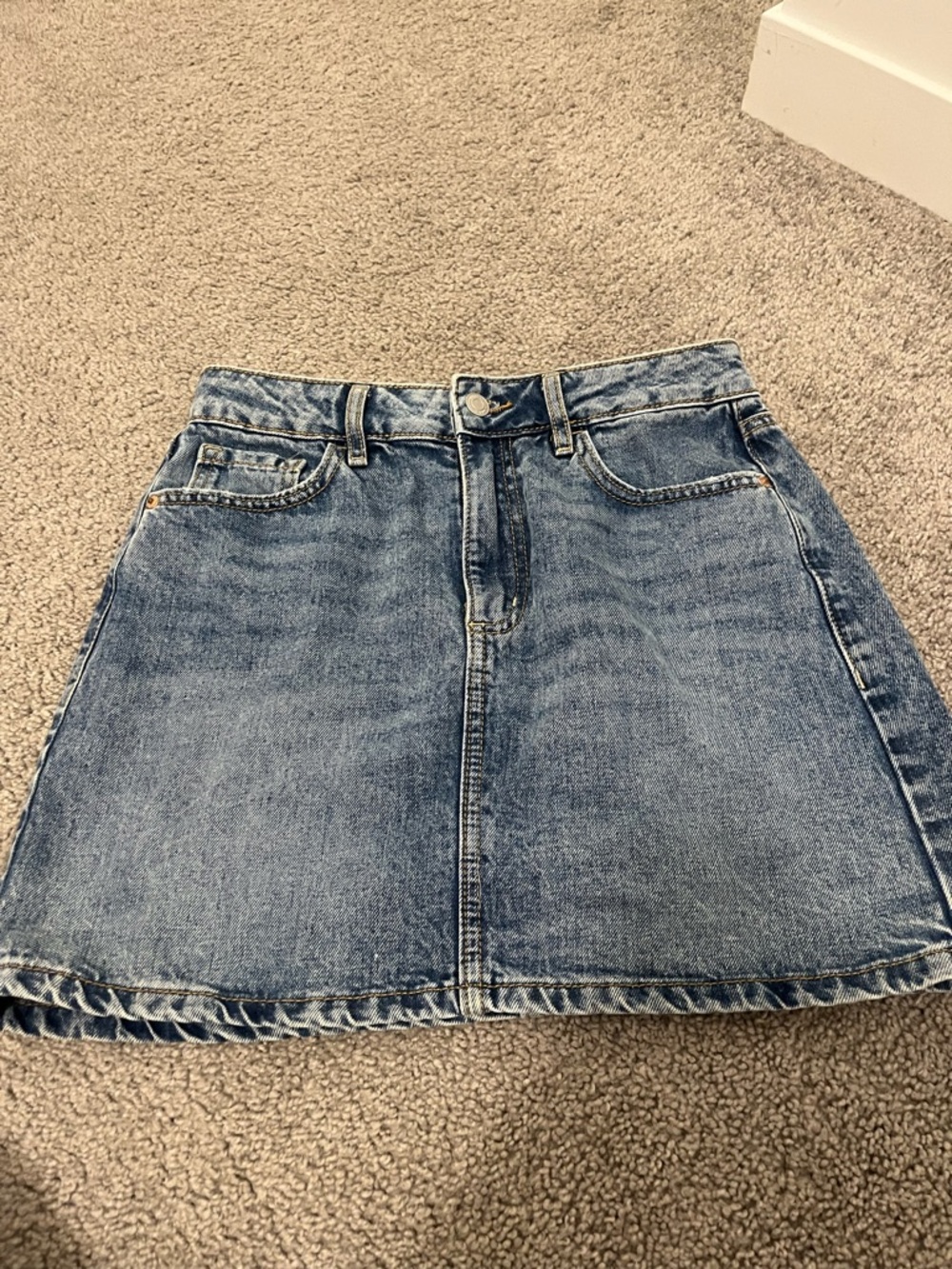 Classic Blue Denim high waisted mini skirt